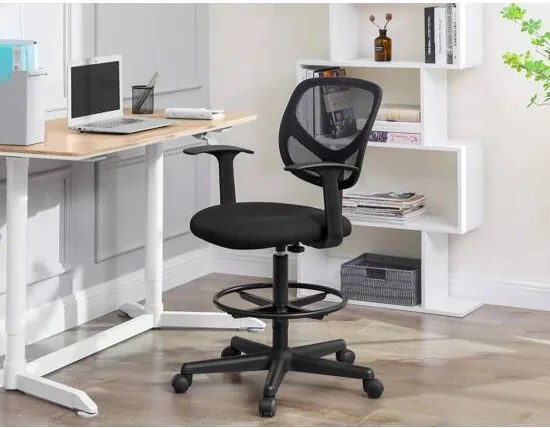 Ergonomická kancelárska stolička s podrúčkami, čierna