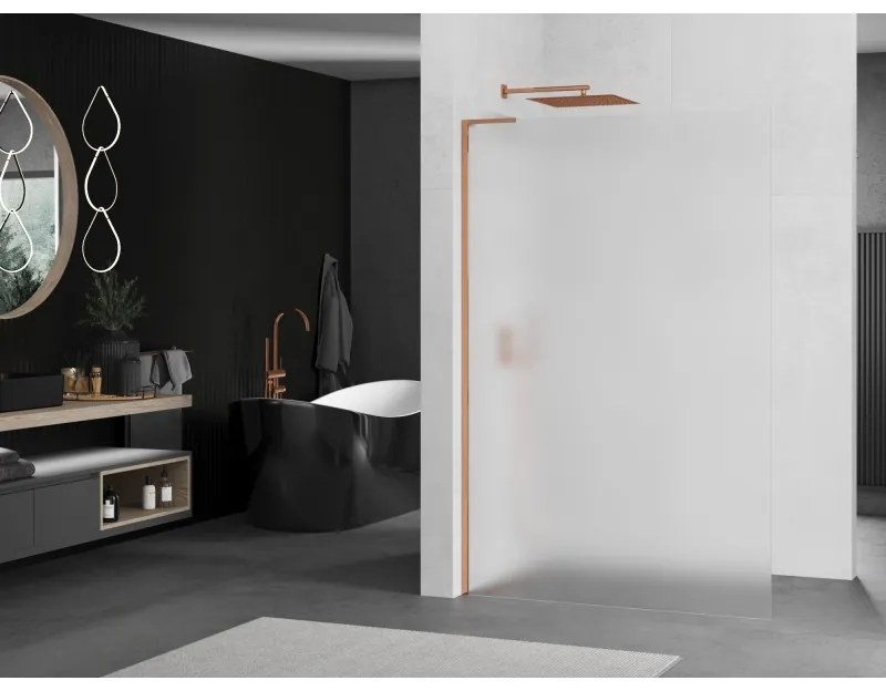 Mexen Kioto L, sprchová zástena Walk-In 120 x 200 cm, 8mm sklo námraza, ružové zlato profil, 800-120-103-60-30