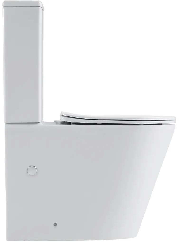 Cerano Carlito, WC kombi Rimless 610x365x850 mm, spodný/zadný odpad + UF toaletné sedátko, biela lesklá, CER-CER-417383