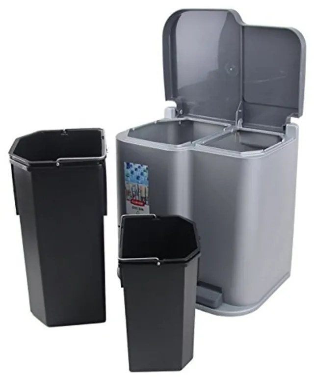 Sivý pedálový odpadkový kôš Curver Duo, 21 l