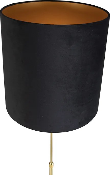 Stojaca lampa zlatá/mosadzná s čiernym zamatovým tienidlom 40/40 cm - Parte