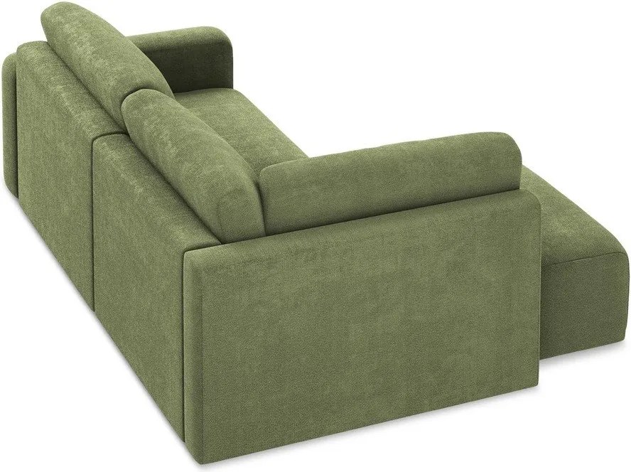 Zelená ženilková rozkladacia/s úložným priestorom rohová pohovka (ľavý roh/do L) Kona – Makamii