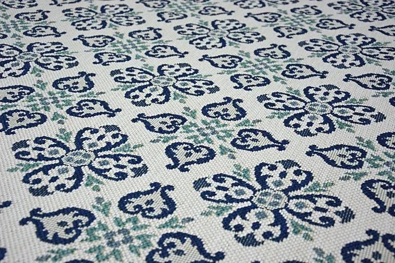 styldomova Šnúrkový koberec sizal color 19246/969 kvety biely
