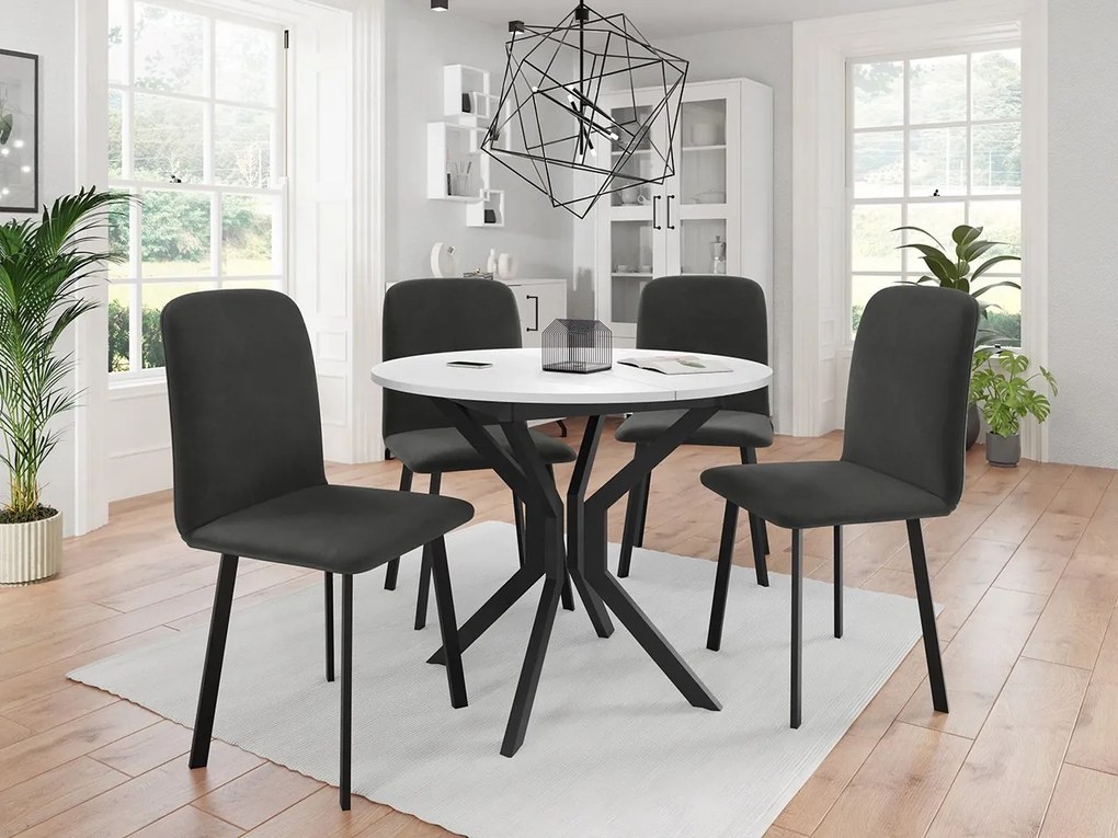 Jedálensky set so 4 stoličkami Kirtore M 90, Farby:: Amor Velvet 4321, Farby:: sivý mramor / čierna