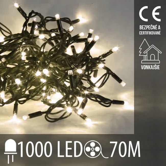 Vianočná led svetelná reťaz vonkajšia - 1000led - 70m teplá biela