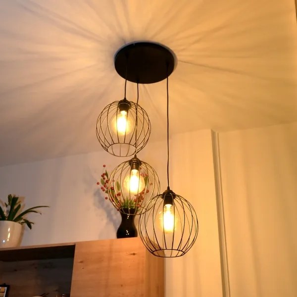 LED Luster na lanku MERCURE 3xE27/15W/230V ø 50 cm čierna