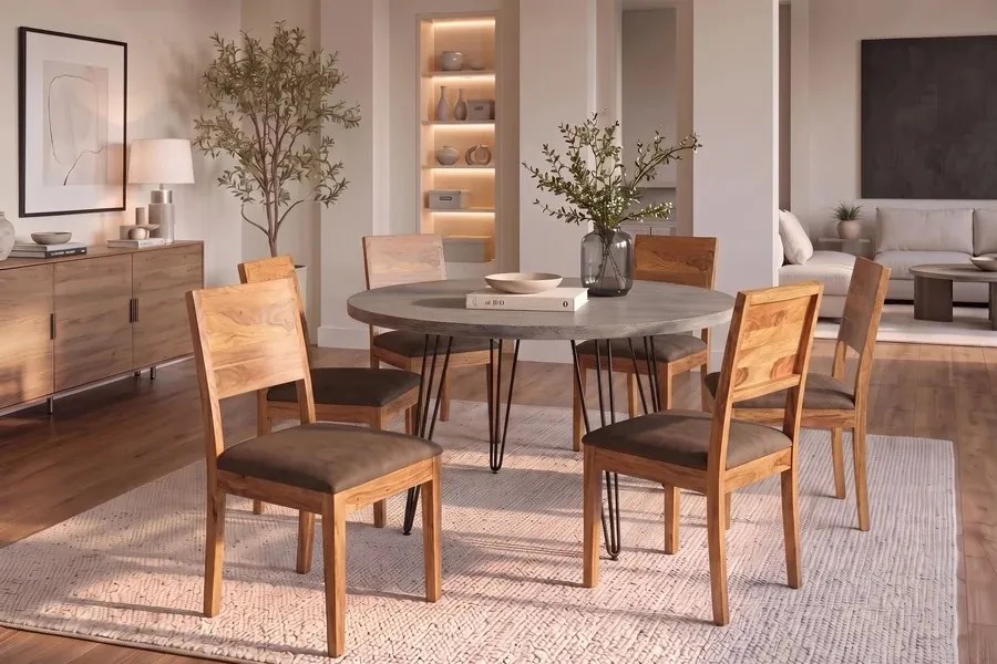 Dizajnová stolička Timber II Sheesham / hnedé mikrovlákno
