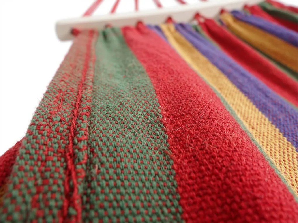 Farebná hojdacia sieť s vankúšom HAMAK pre 2 osoby 190x150 cm