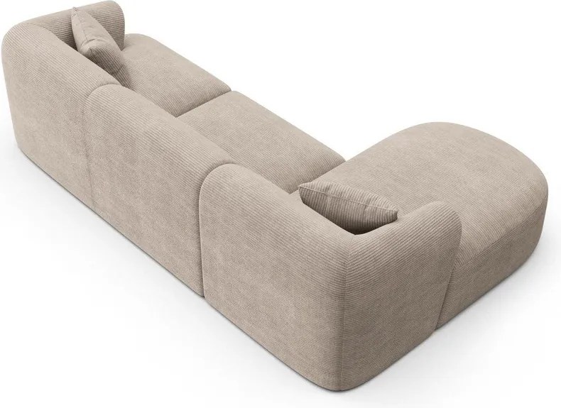 Svetlohnedá menčestrová rohová pohovka (ľavý roh/s leňoškou) Campi – Cosmopolitan Design