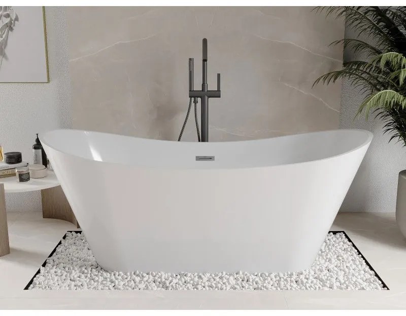 Mexen Celia, voľne stojaca vaňa 170 x 75 cm, biela, grafitový prepad, 52331707500-66