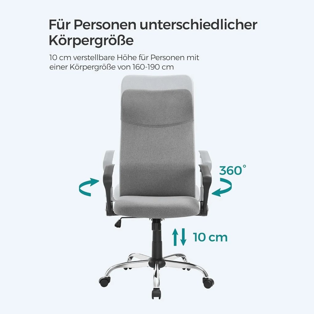 Kancelárska stolička, ergonomická otočná stolička, sivá