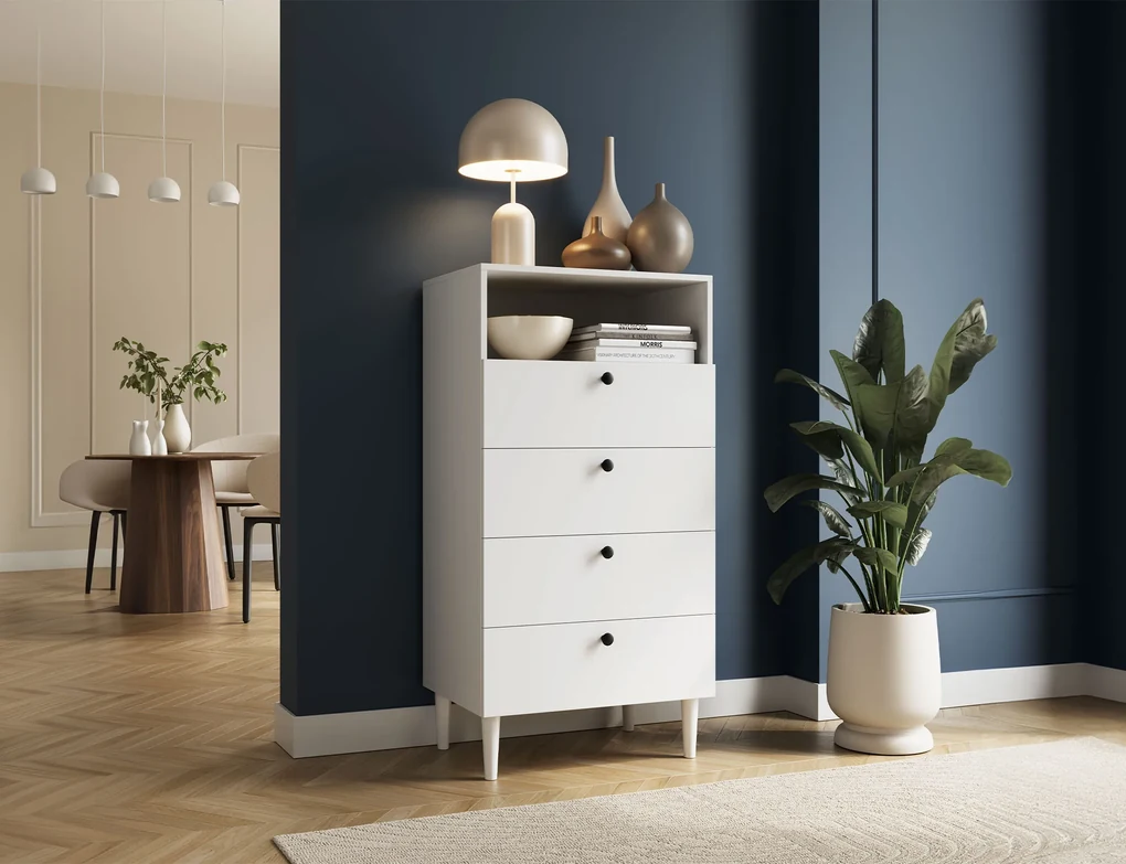 Komoda so zásuvkami DULLUM 60x115cm, biela
