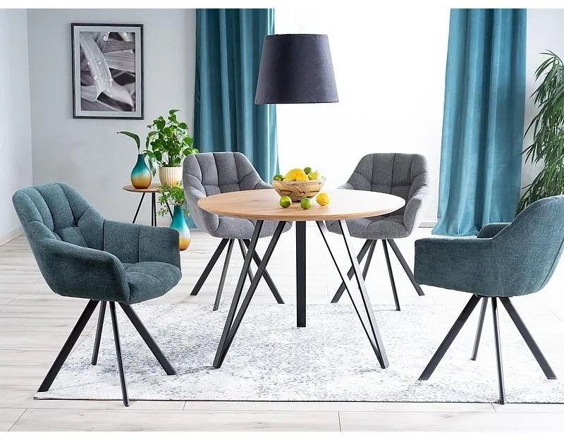 Jedálenský stôl Tetis, priemer 100 cm, dub / čierna