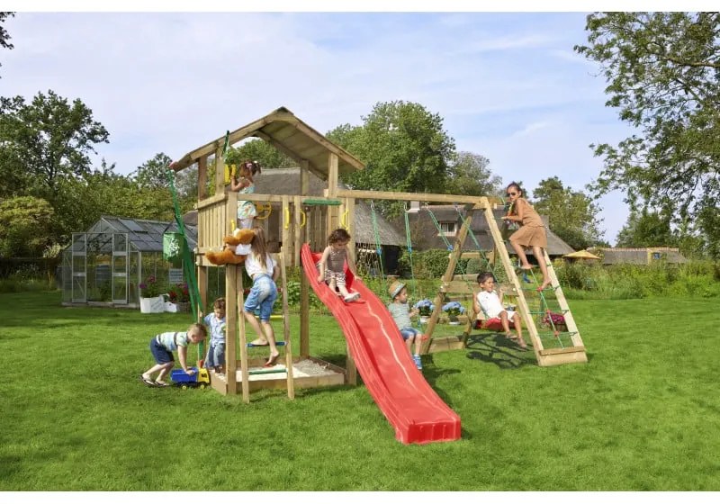 Ihrisko Jungle Chalet so šmykľavkou a modulom Climb Frame 2.0