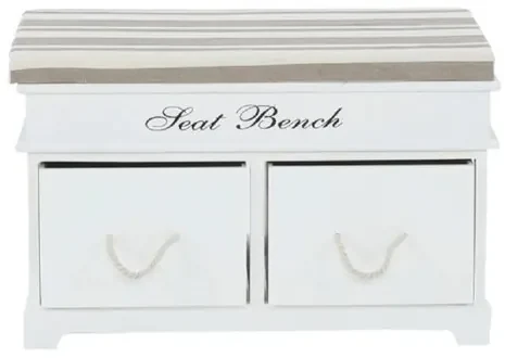 Kondela Lavica s vankúšom, SEAT BENCH 1 NEW, 2 šuplíky, biela/svetlohnedá