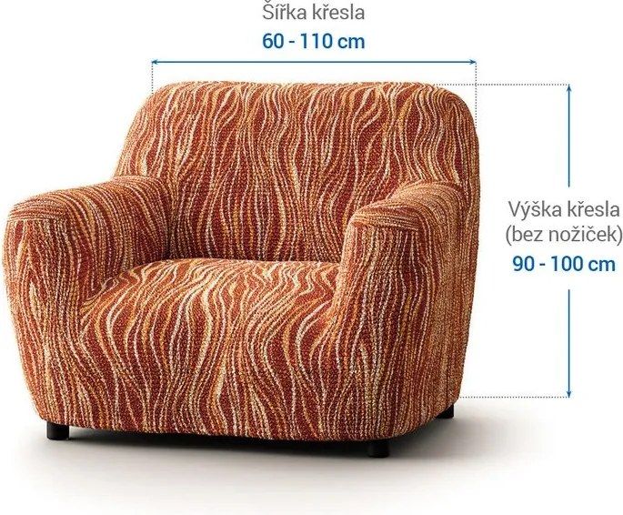 Bielastické poťahy UNIVERSO NOVÉ žíhané tehlové kreslo (š. 60 - 110 cm)