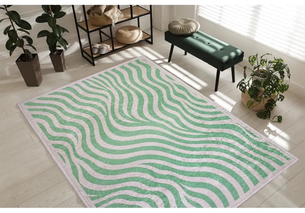 Zelený prateľný koberec 160x230 cm Green Zebra – Vitaus