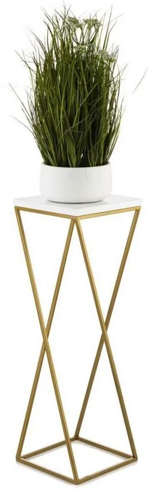 HowHomely Stojan na kvety LOFT 70x24 cm zlatá/biela 10-1631-70-GW-MDF