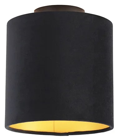Stropné svietidlo s čiernym a zlatým zamatovým tienidlom 20 cm - Combi Black