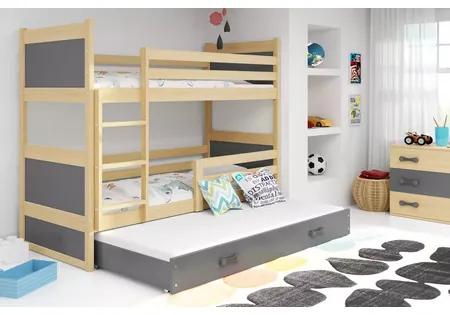 Detská poschodová posteľ s výsuvnou posteľou RICO 200x90 cm