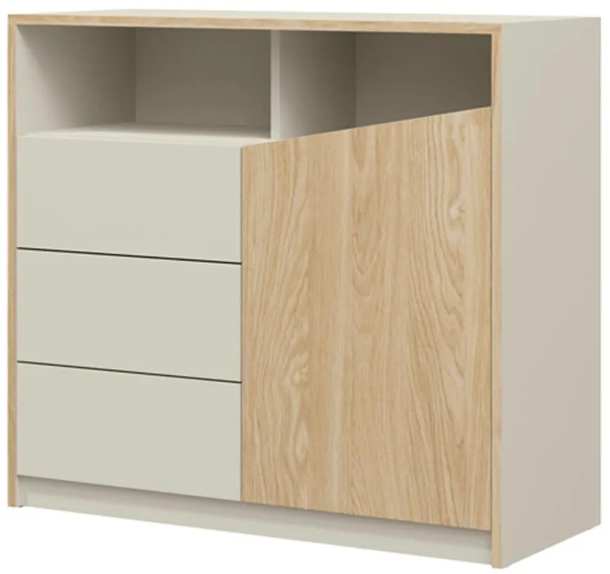 Komoda Aston 5 Sivá béžová/Olejovaný dub