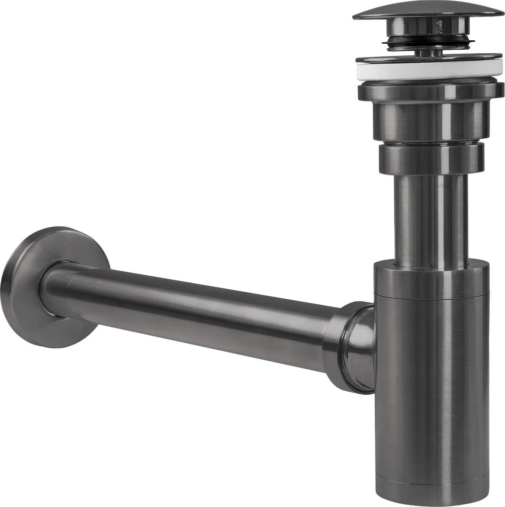 Rea Rea, umývadlový sifón s univerzálnou odtokovou zátkou Click-Clack, grafitová, REA-A1562