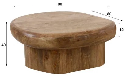 Konferenčný stôl 27-38 Sleek Ø90cm Drevo Mango - Komfort-nábytok