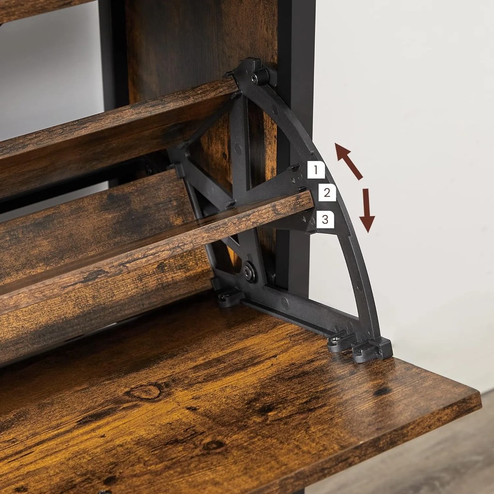 Skrinka na topánky, úžky botník so 4 dvierkami, rustikálny hnedý