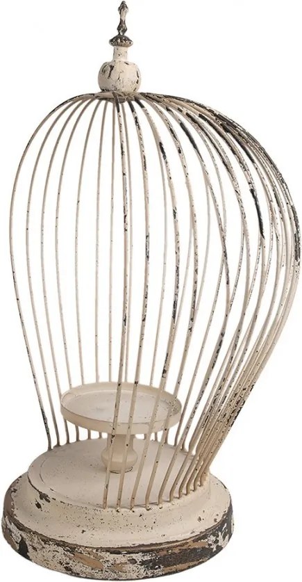 Béžová antik kovová lampáš v tvare klietky Brocante - 31*24*45 cm