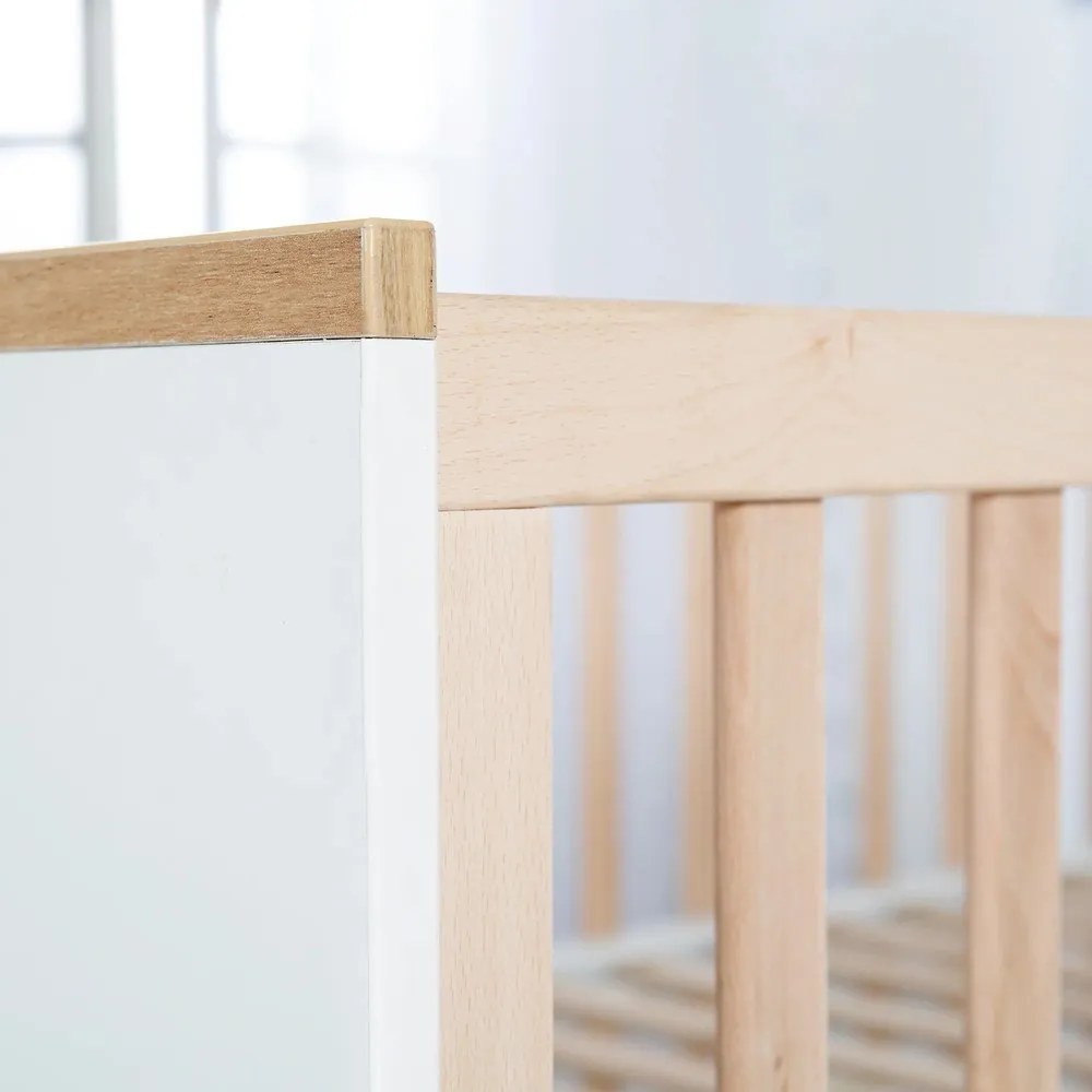 Postieľka z bukového dreva v bielo-prírodnej farbe 70x140 cm Finn – Roba