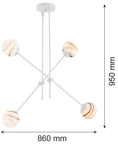 Argon 1841 - Luster na tyči ABSOS 4xE14/7W/230V alabaster biela