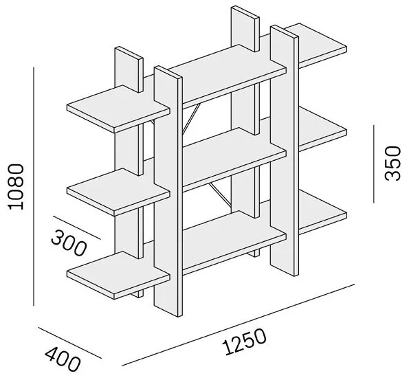 Kancelársky regál nízky krátky SOLID, 1250 x 400 x 1075 mm, biela