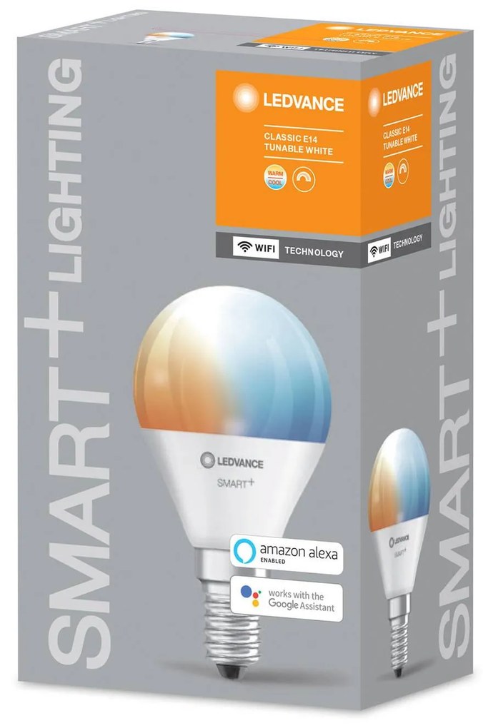 LEDVANCE SMART+ WiFi E14 5W kvapka 2 700 – 6 500K