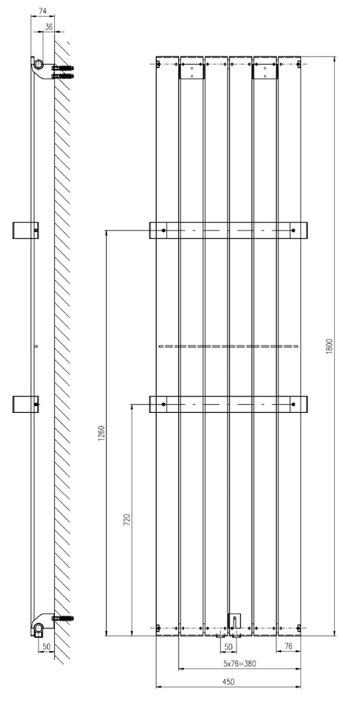 Sapho Sapho, COLONNA vykurovacie teleso 450x1800mm, biela, IR141
