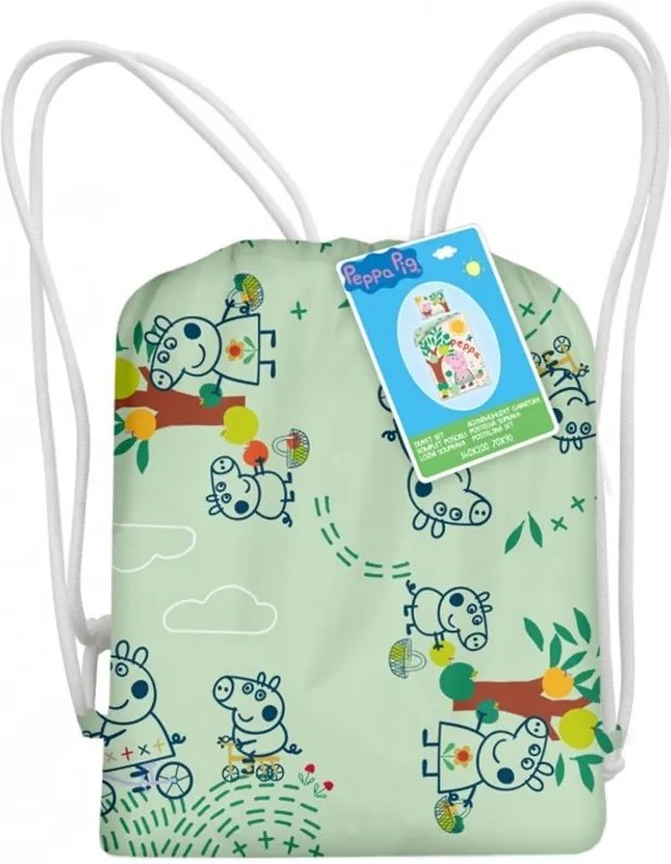 Bavlnené posteľné obliečky Prasiatko Peppa a jablká - 100% bavlna - 70 x 90 cm + 140 x 200 cm