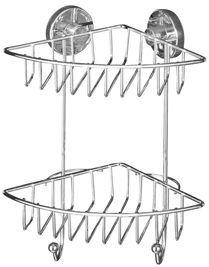 WENKO 20888100 - Rohový regál VACUUM-LOC okrúhly oceľový 22,5 x 29,5 cm, lesklý chróm