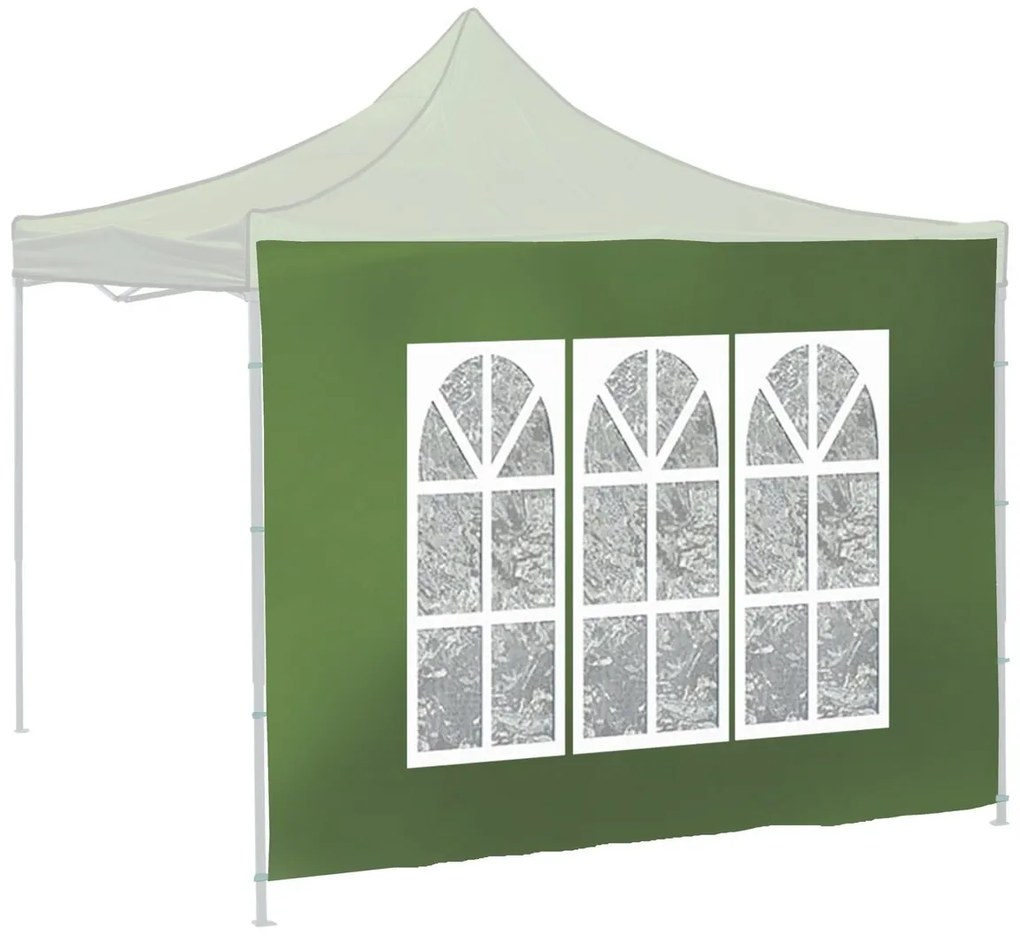 Cattara 13341 Bočnica s oknami pre párty stan Waterproof, zelená, 2 x 3 m