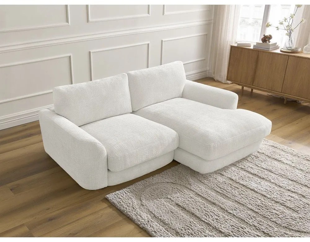 Biela ženilková rohová pohovka (pravý roh/s leňoškou) Leonore – Bobochic Paris