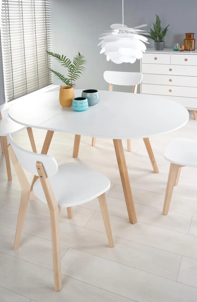 Jedálenský rozkladací stôl Ruden 102/142 cm biely