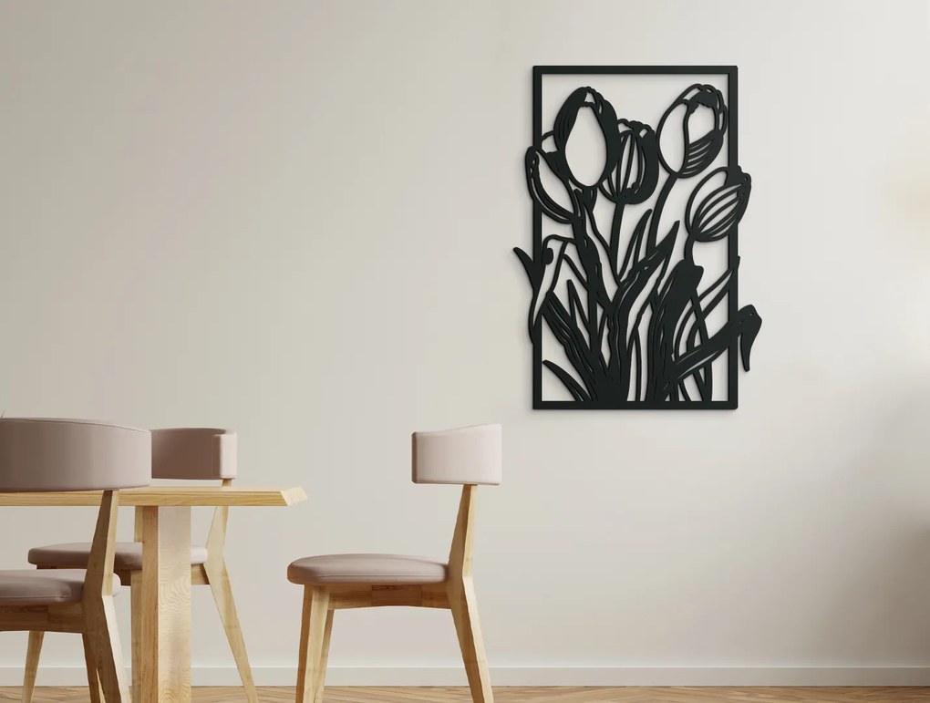 drevko Drevený obraz Tulipány Rozmer obrazu: 44,5 x 32 cm, Farba dekorácie: Čierna
