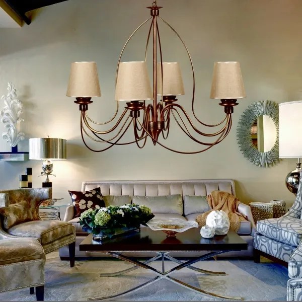 Luster na reťazi CLASSIC 4xE14/40W/230V bronzová/béžová