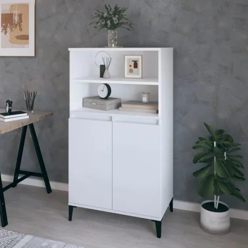 vidaXL Vysoká skrinka biela 60x36x110 cm spracované drevo-