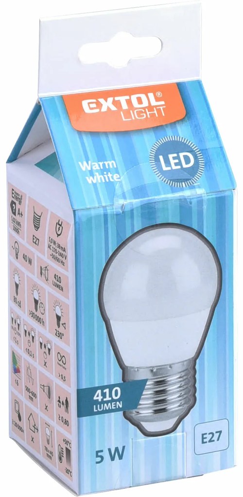 Extol Light žiarovka LED mini 5W 410lm E27 teplá biela
