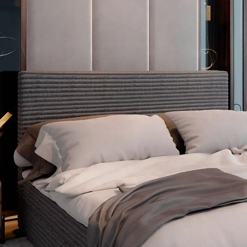 AKCIA Čalúnená posteľ boxspring ISPIRA 140x200 cm krémová II. akosť Matrac: Matrac Bonell pružinový