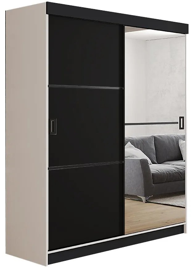 Skriňa Retro 138 2L Biely / Dvierka čierna