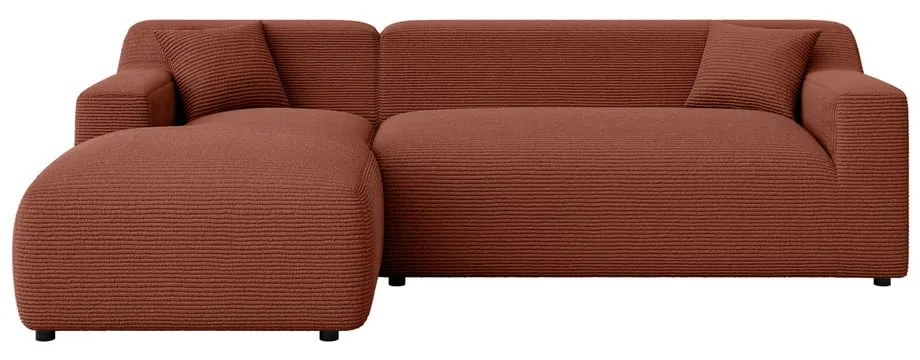 Menčestrová rohová pohovka v tehlovej farbe (ľavý roh/s leňoškou) Martin – Ropez