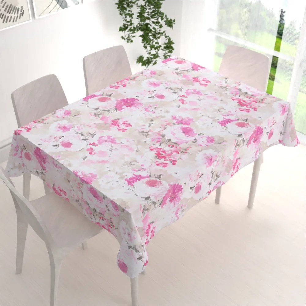 Biante Dekoračný obdĺžnikový obrus PM-030 Ružové maľované kvety 80x120 cm