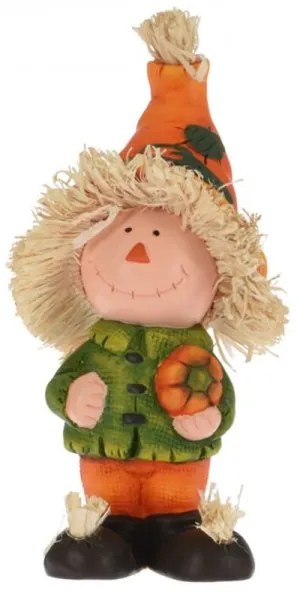 Jesenný strašiak s oranžovou čiapkou 22 cm