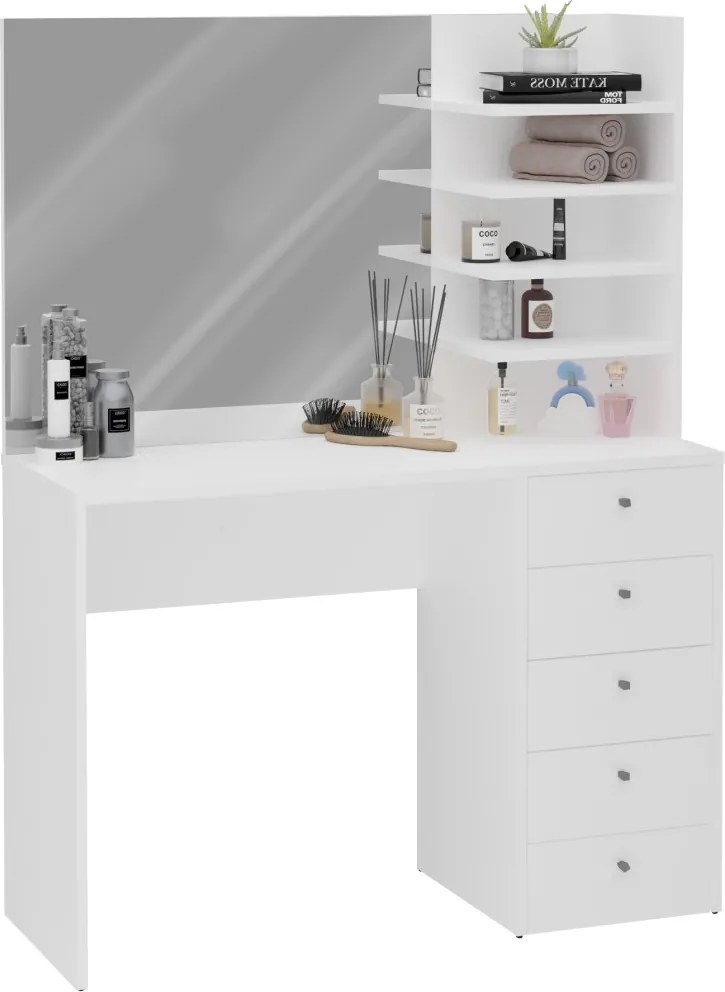 Kozmetický stolík so zrkadlom Marl,biely