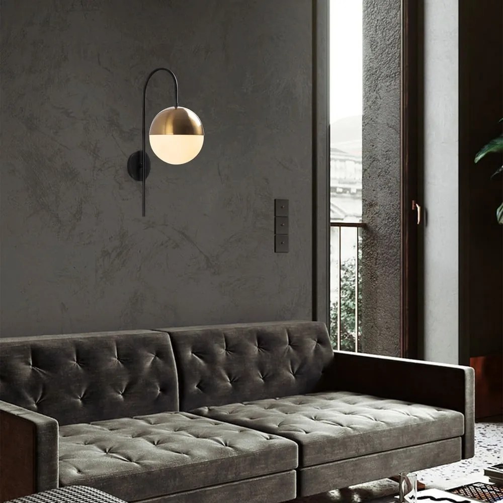 Nástenné svietidlo v čierno-zlatej farbe ø 20 cm Bastos – Opviq lights